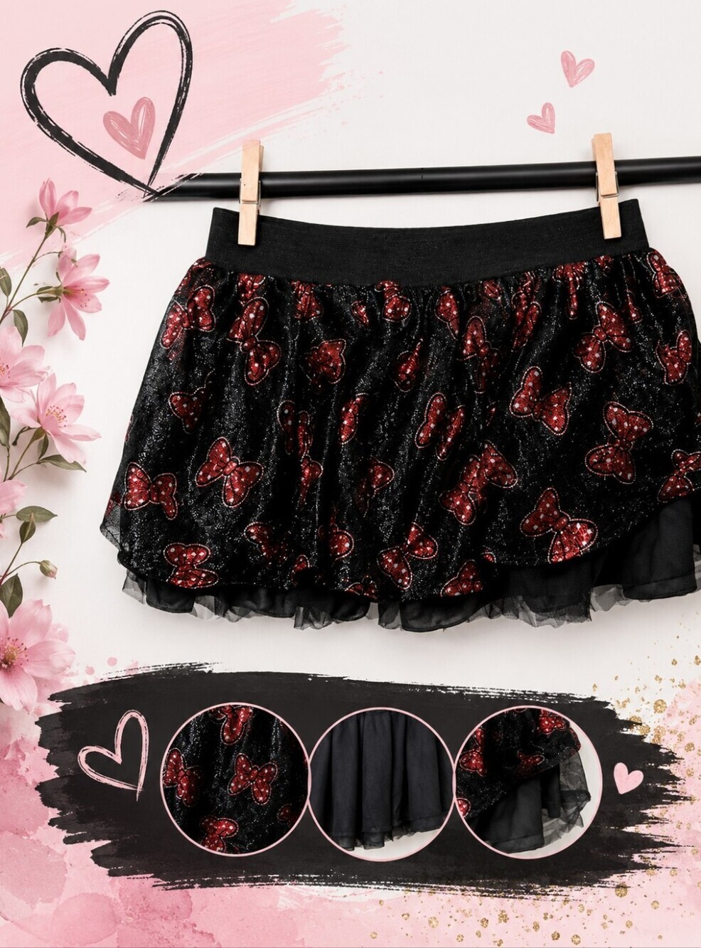 Disney Black and Red SIZE 2T Poofy Skirt for Kids